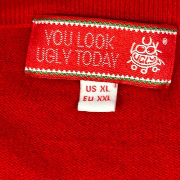 You Look Ugly Today Gingerbread Rocks Holiday Party Ugly Cardigan Sweater XL - Picture 7 of 13